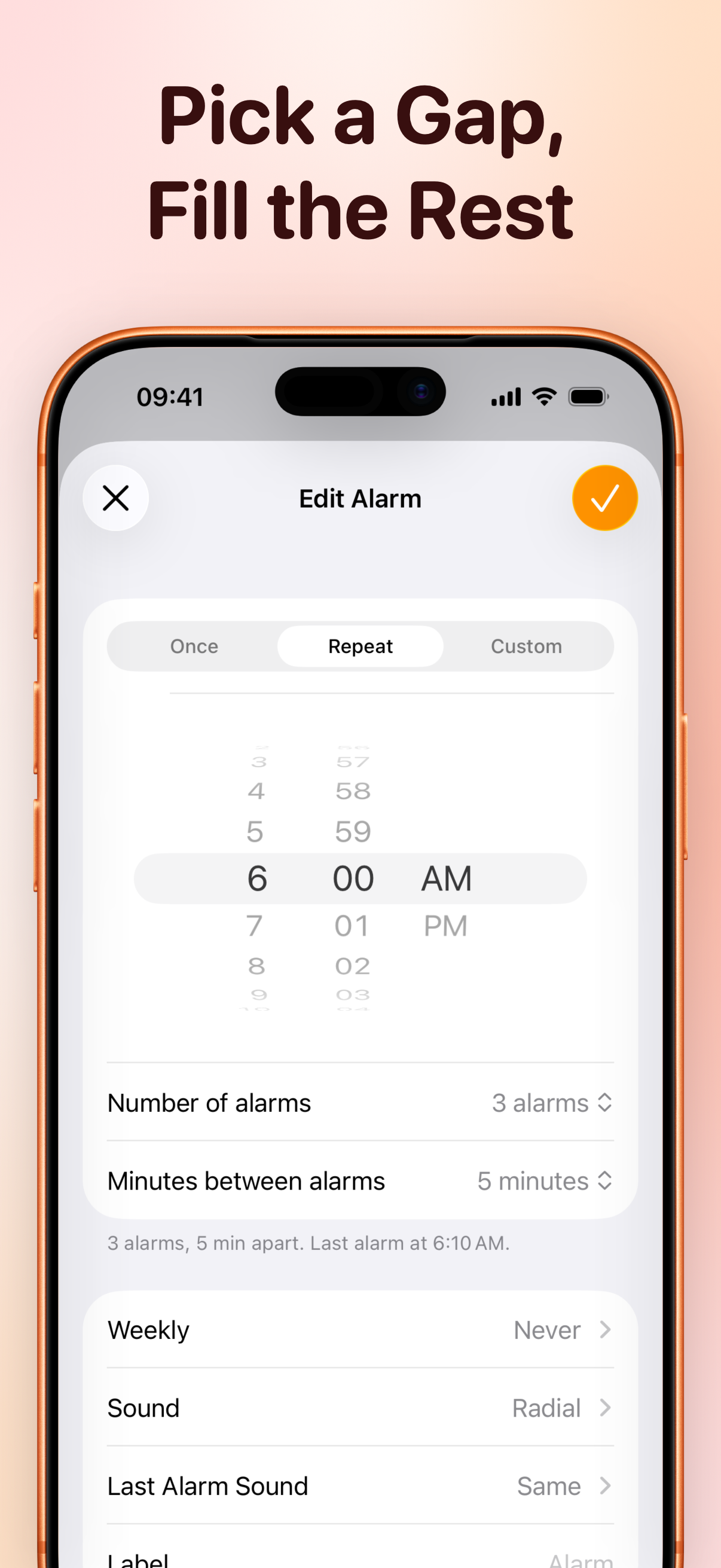MultiAlarm fixed interval setup