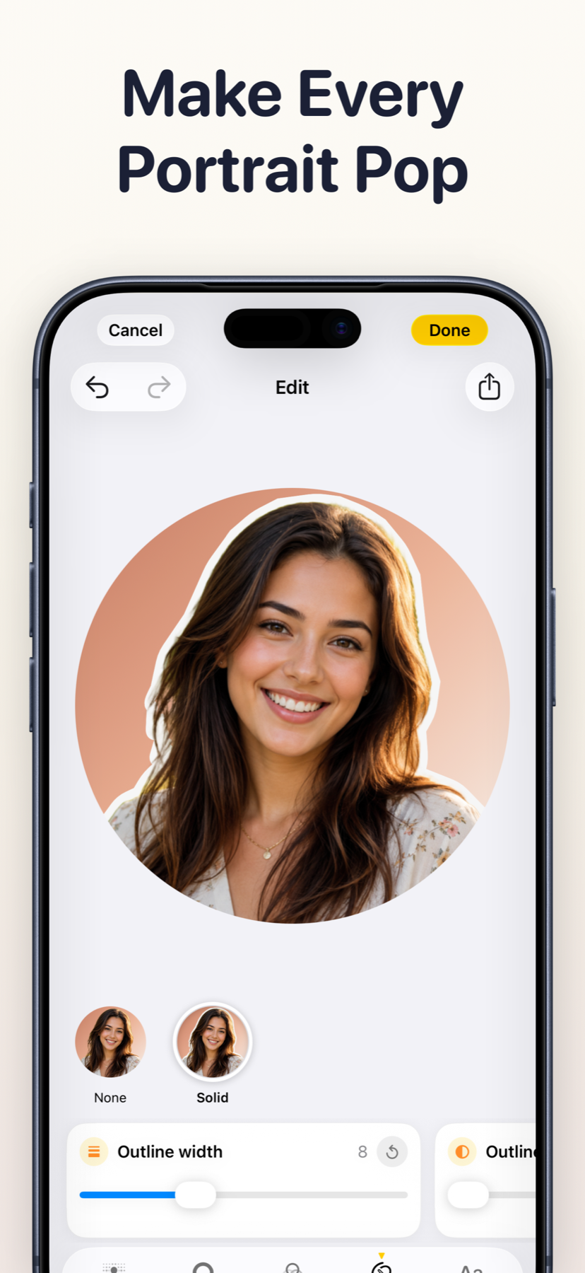 PFP Lineup portrait with a white subject outline